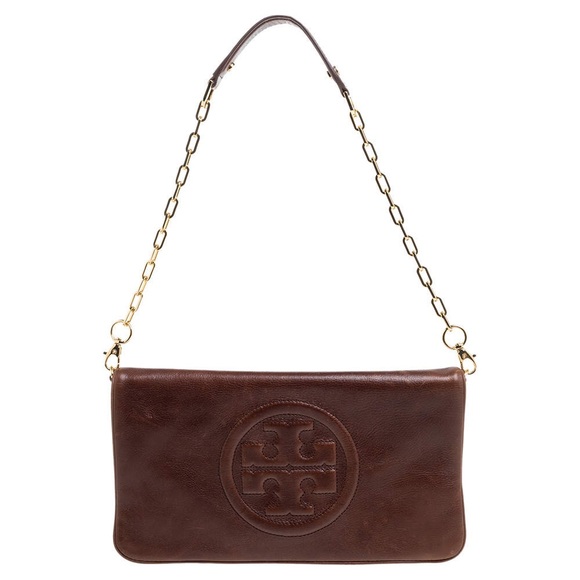 Tory Burch Handbags - Tory Burch dark brown bombe reva clutch